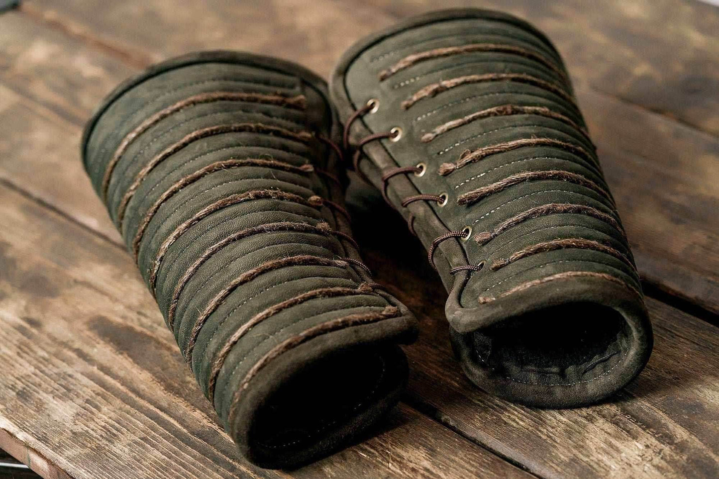 Green leather bracers - for one hand