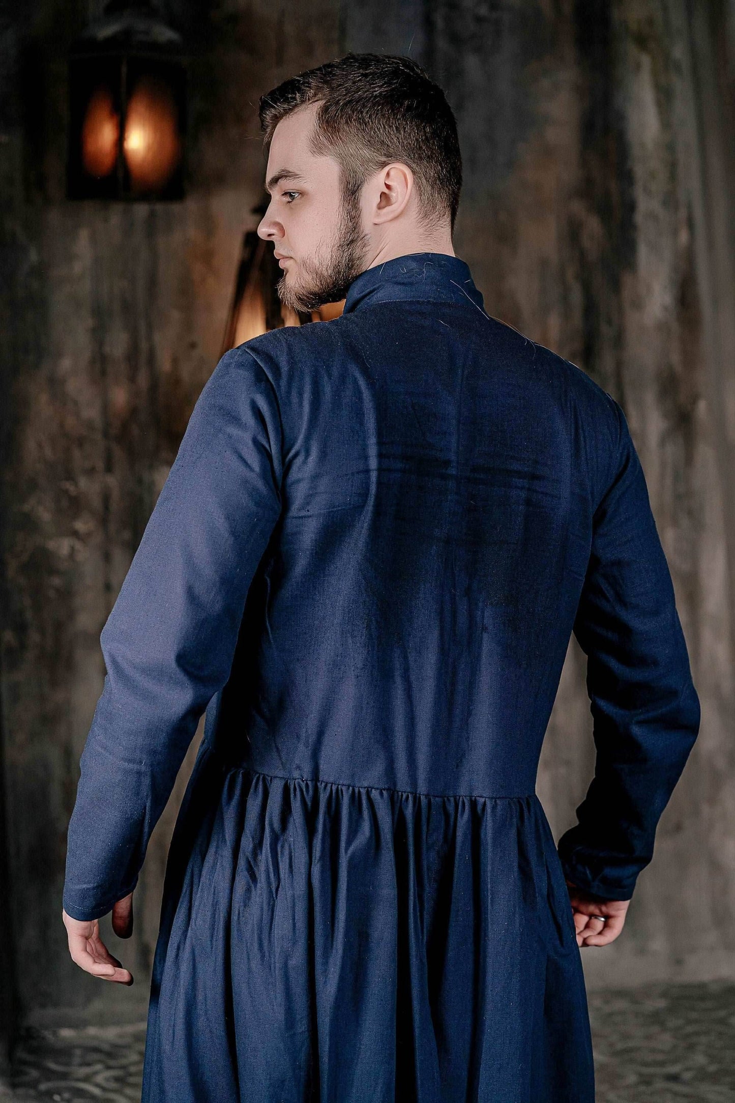 Blue linen underdress - S