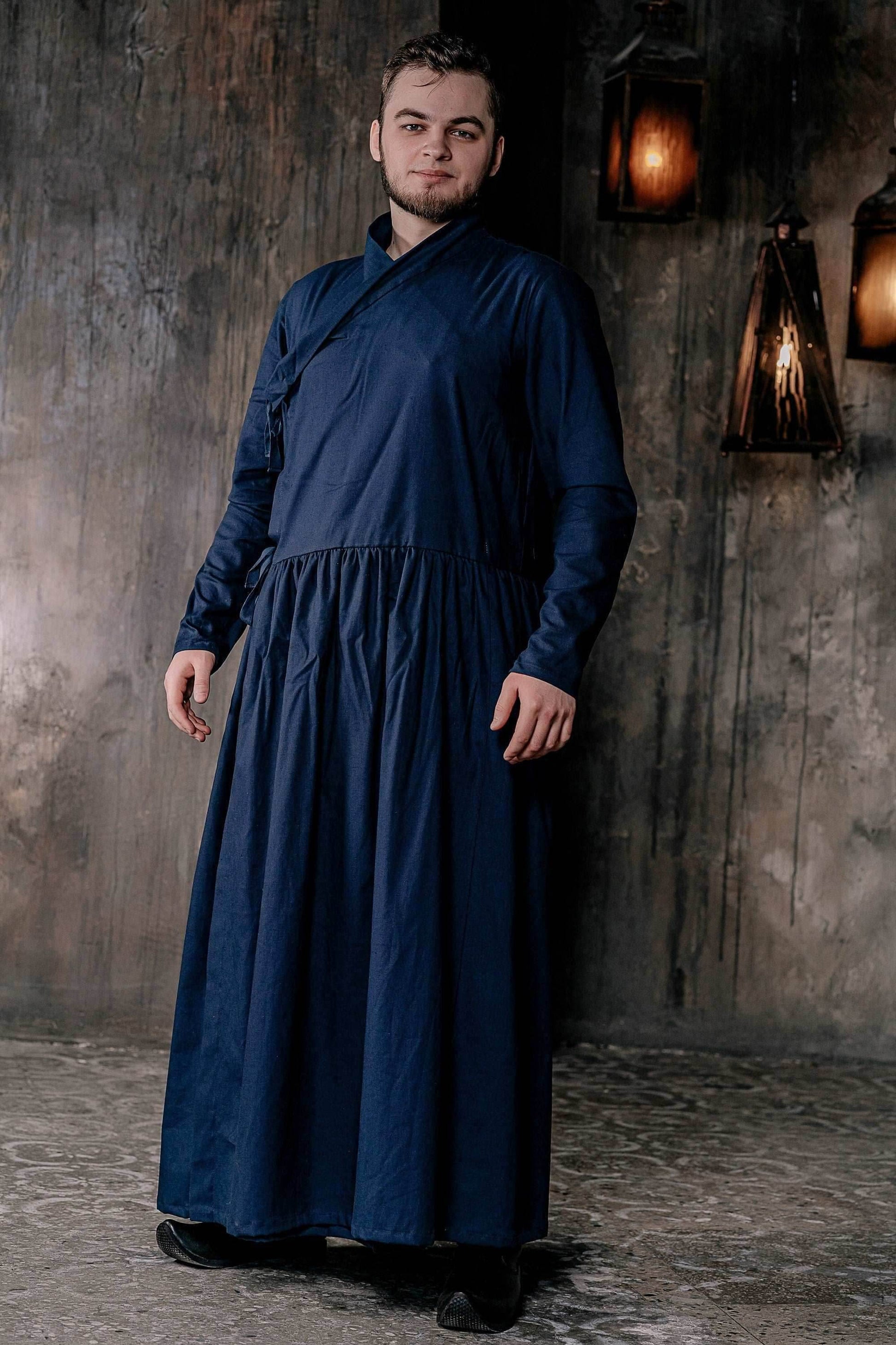 Blue linen underdress - S