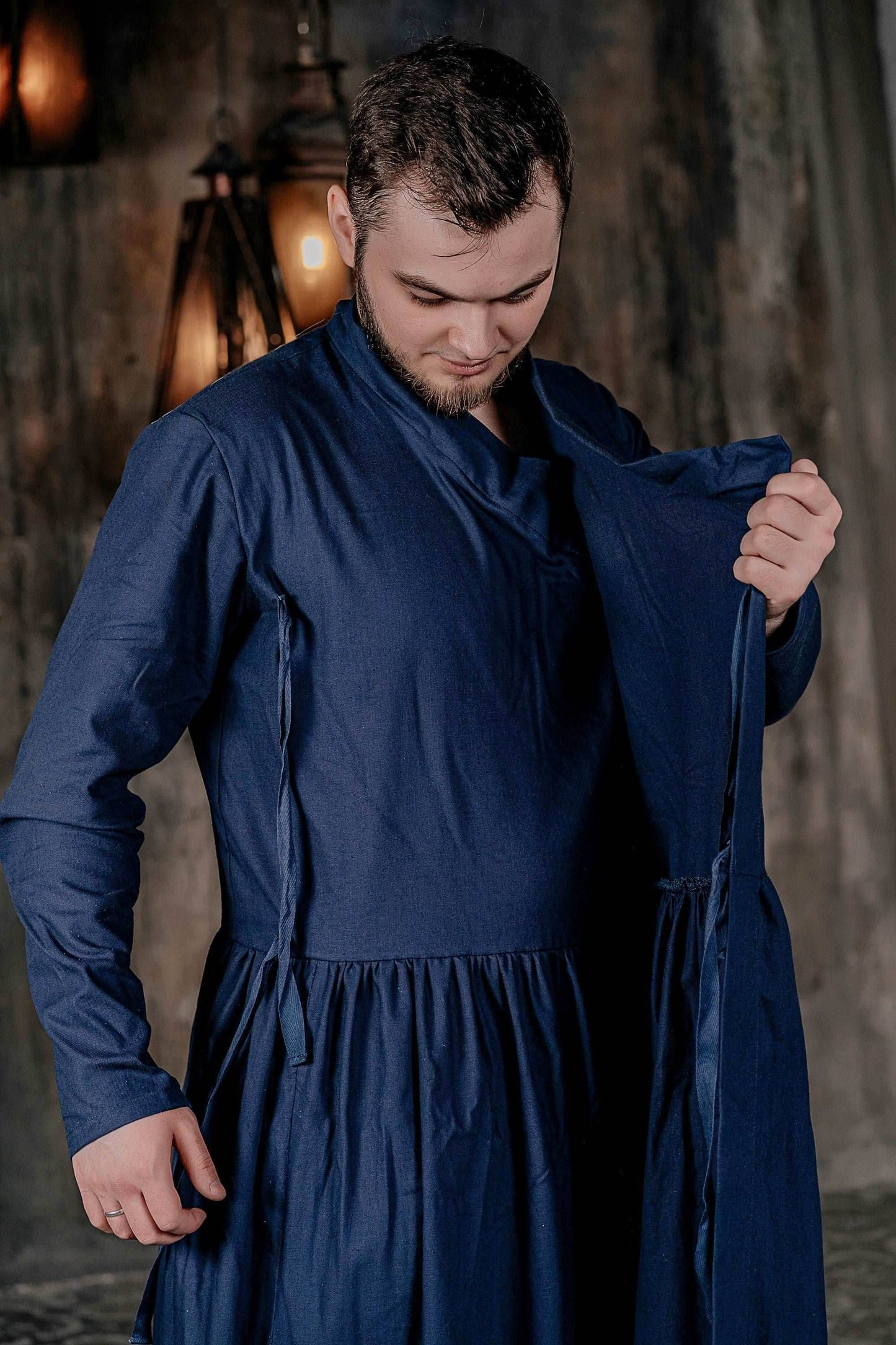 Blue linen underdress - S