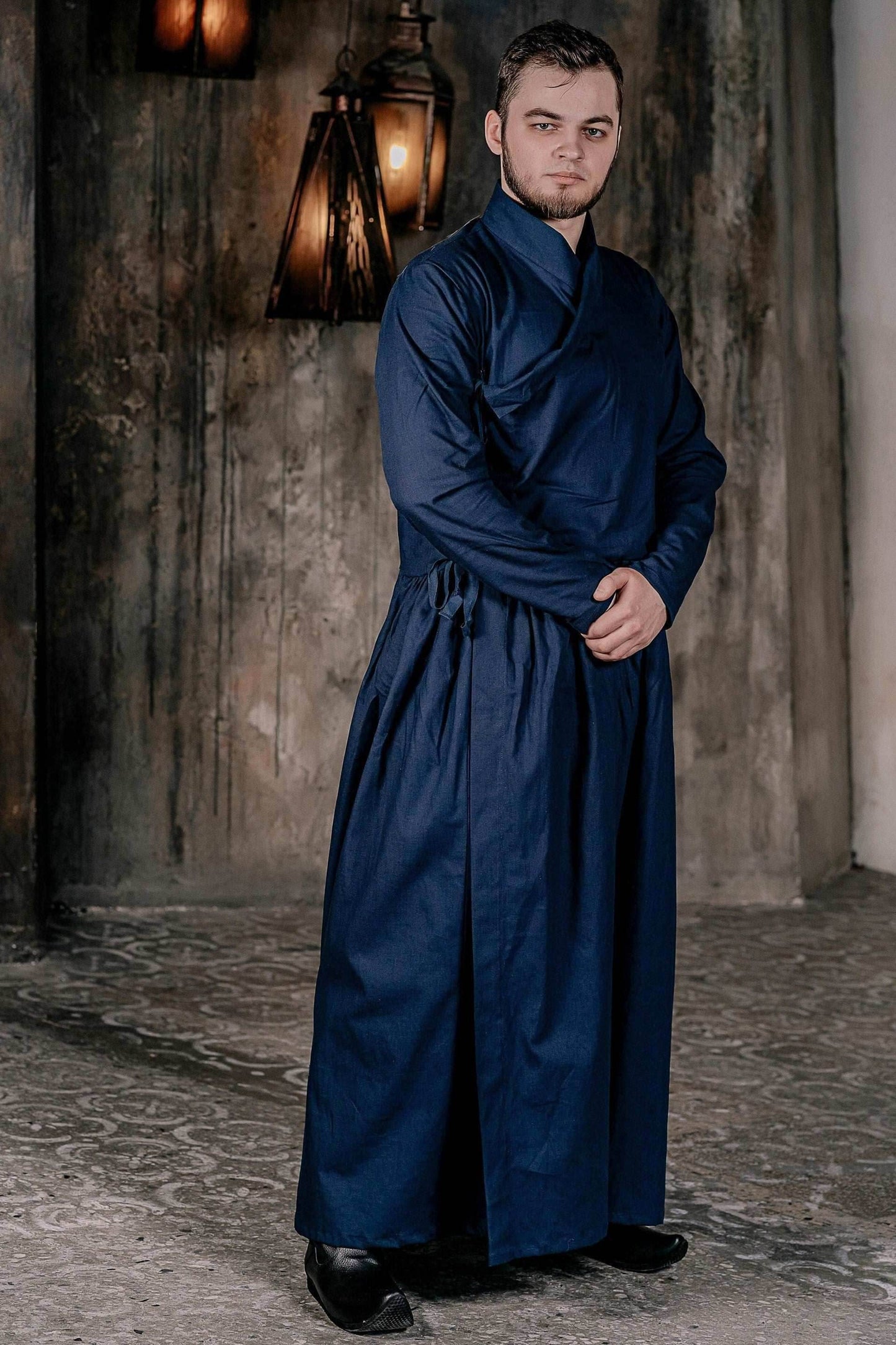 Blue linen underdress - S