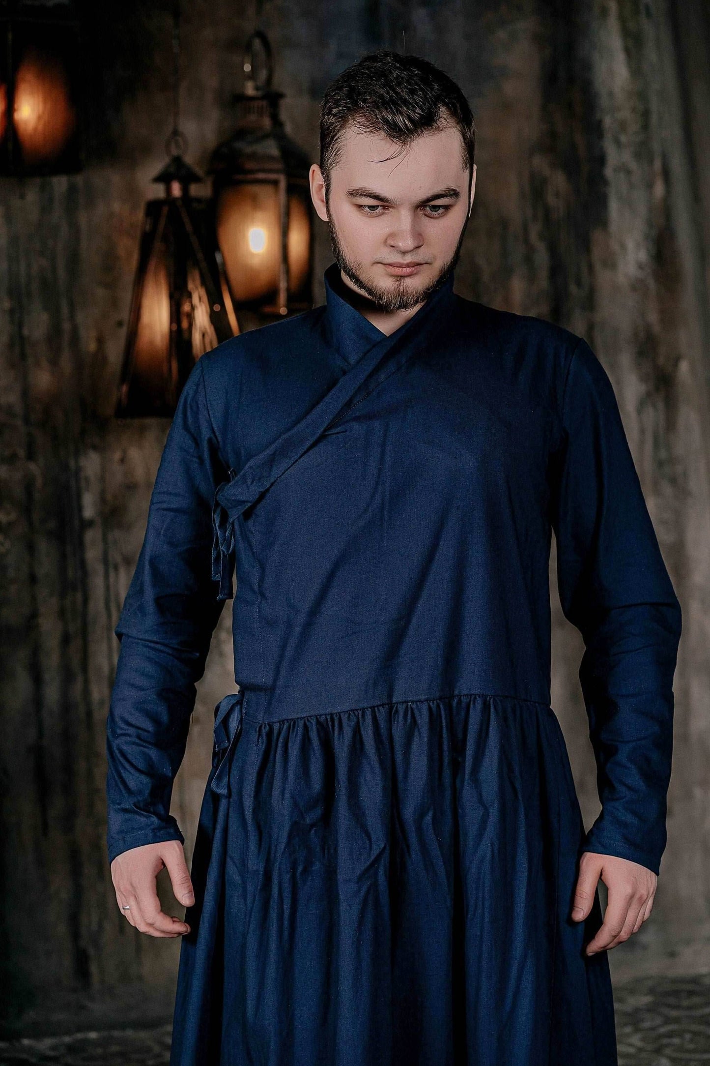 Blue linen underdress - S