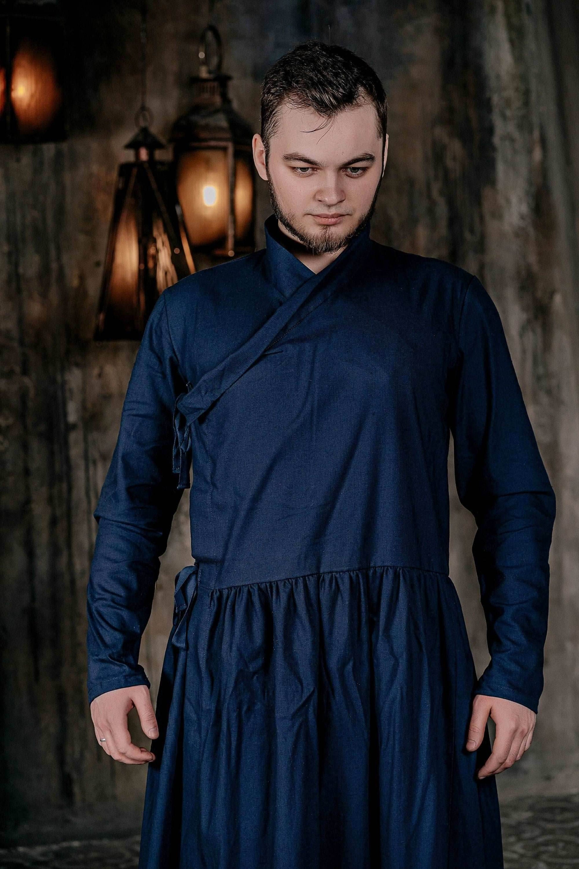 Blue linen underdress - S