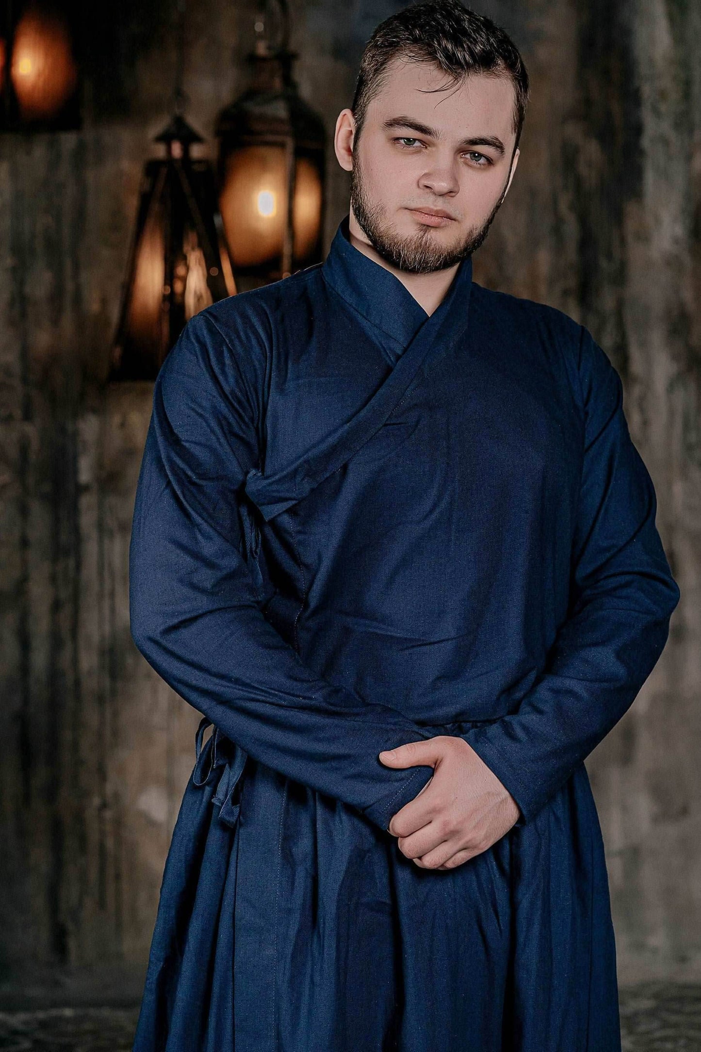 Blue linen underdress - S