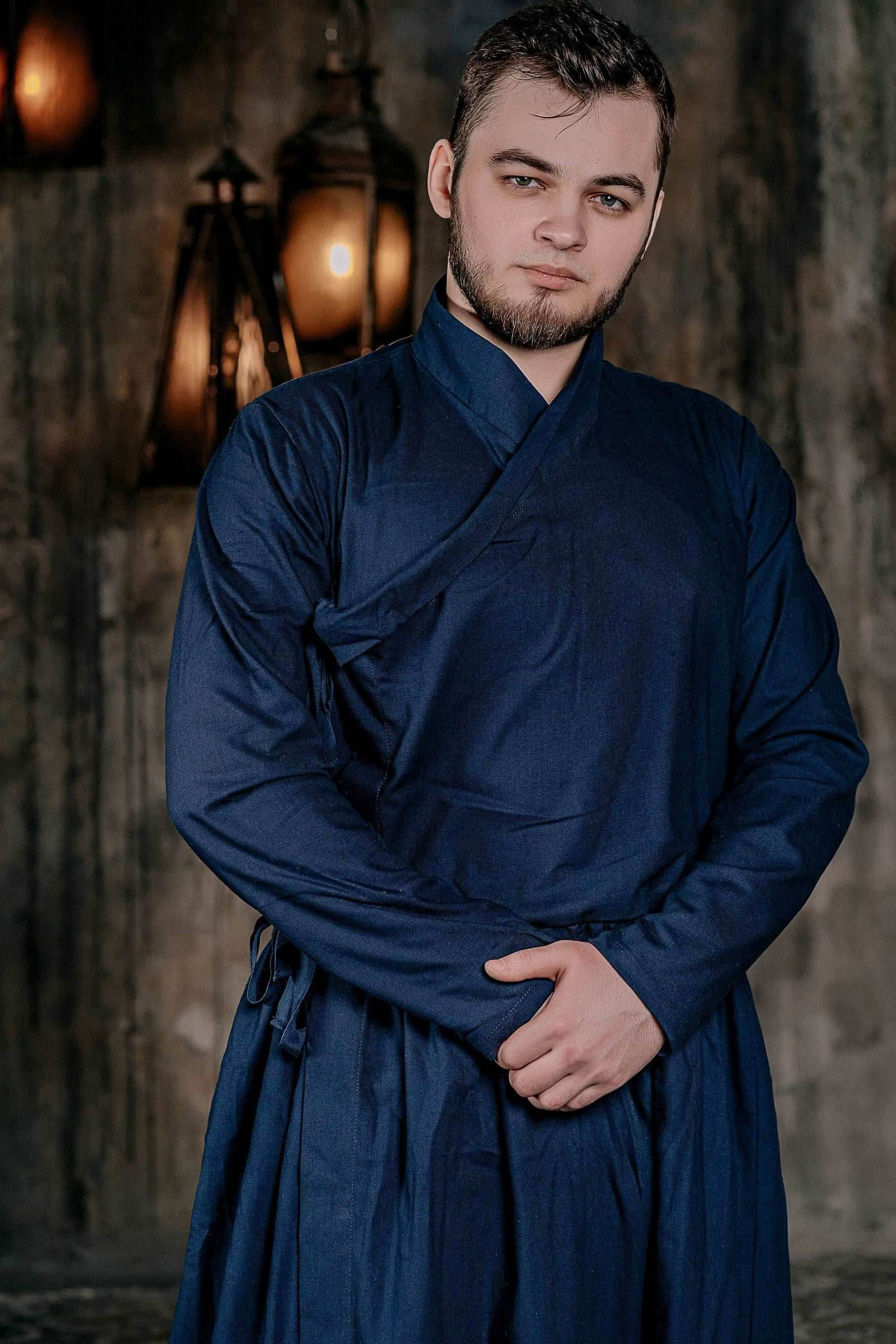 Blue linen underdress - S