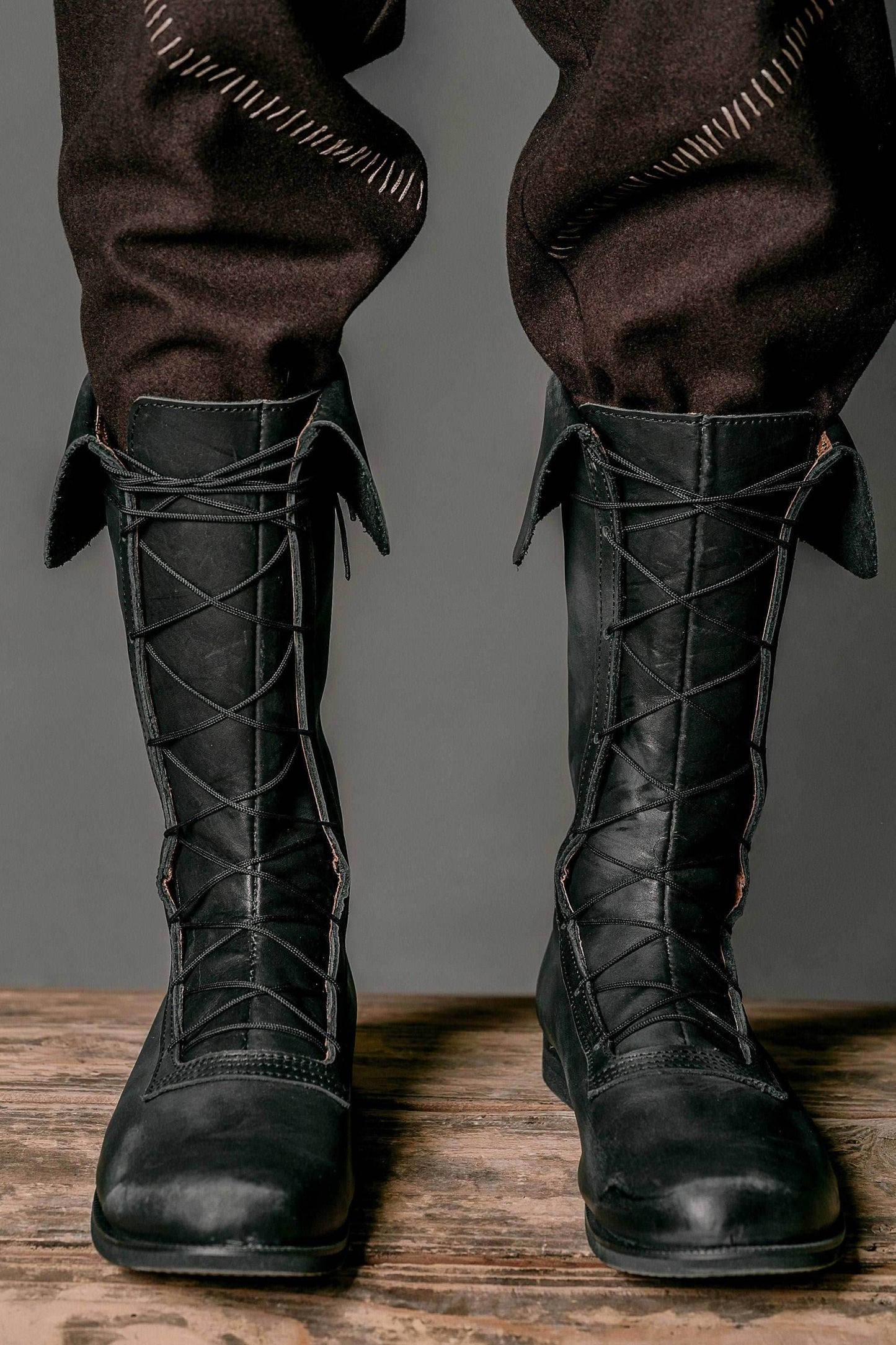 Charles Vane leather high boots (black sails) - Brown / 5