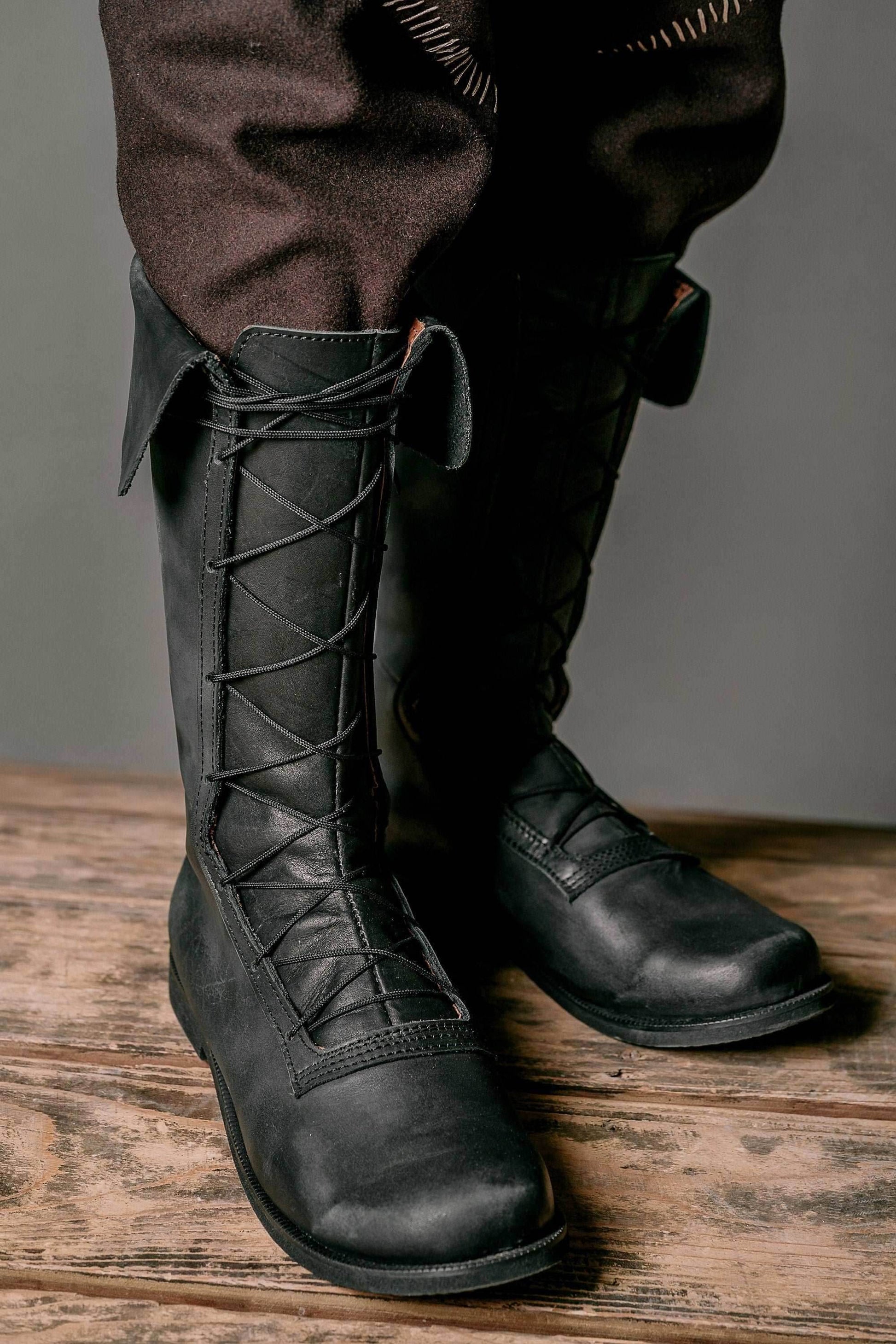 Charles Vane leather high boots (black sails) - Brown / 5