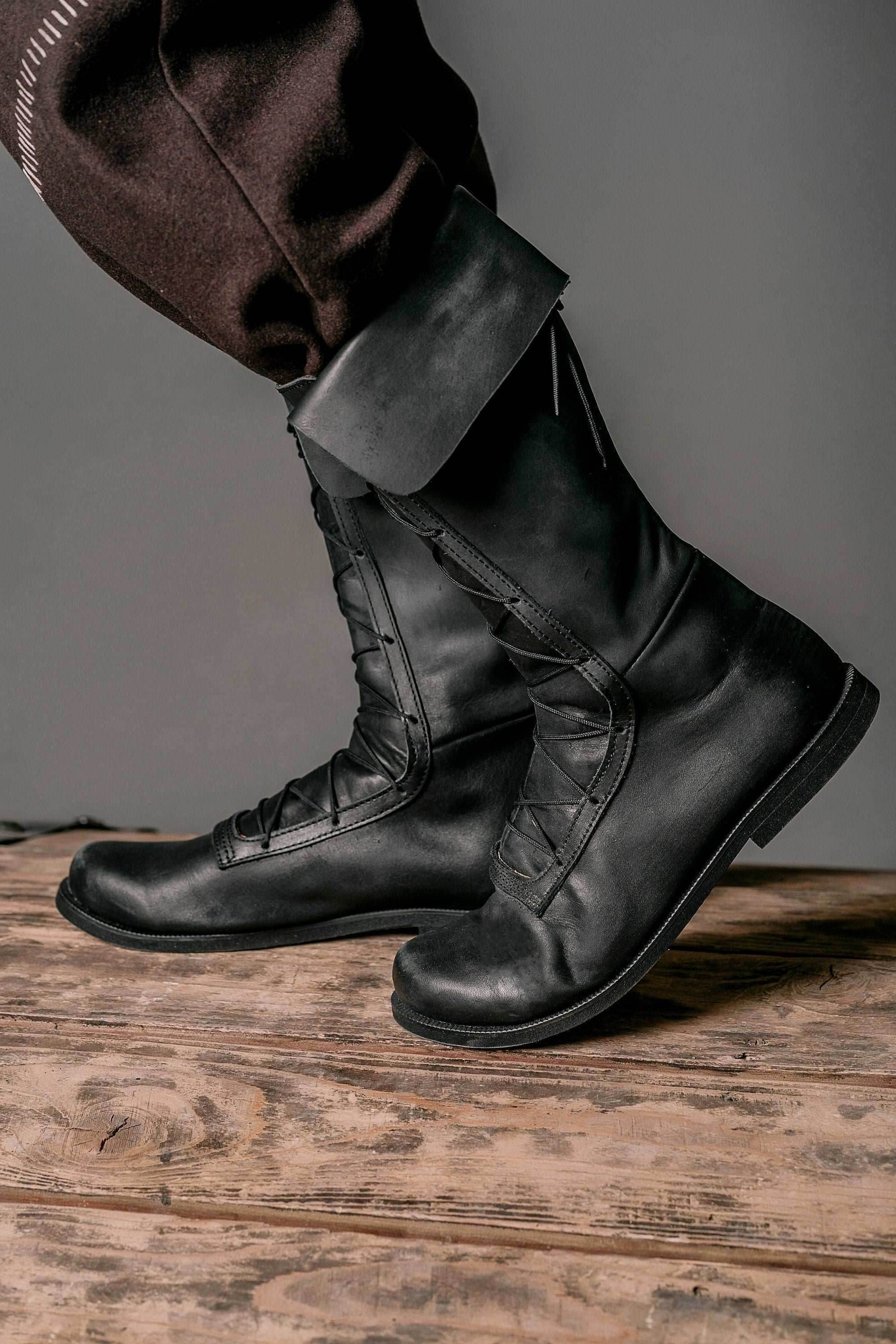 Charles Vane leather high boots (black sails) - Brown / 5