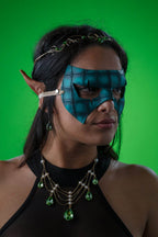 Handmade Genuine Leather Mask in Blue - 