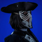 Skeleton Handmade Genuine Leather Mask in White - 
