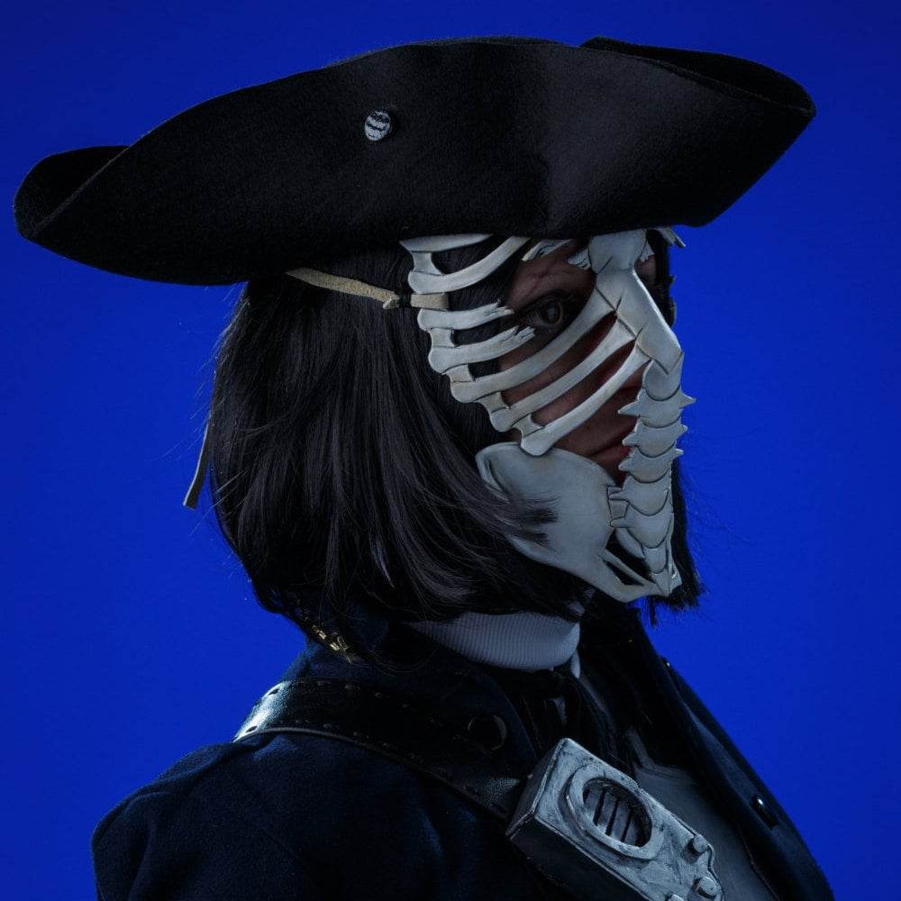 Skeleton Handmade Genuine Leather Mask in White - 