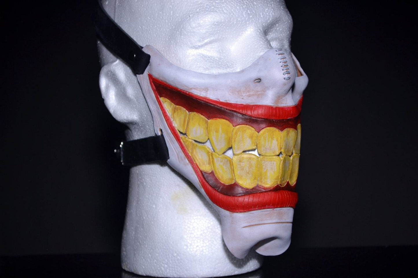 Smiling Handmade Genuine Leather Riding Mask - 