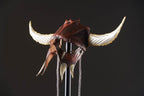 Handmade Genuine Leather Mask with Horns in Natural Colors - The Horned Beast - 