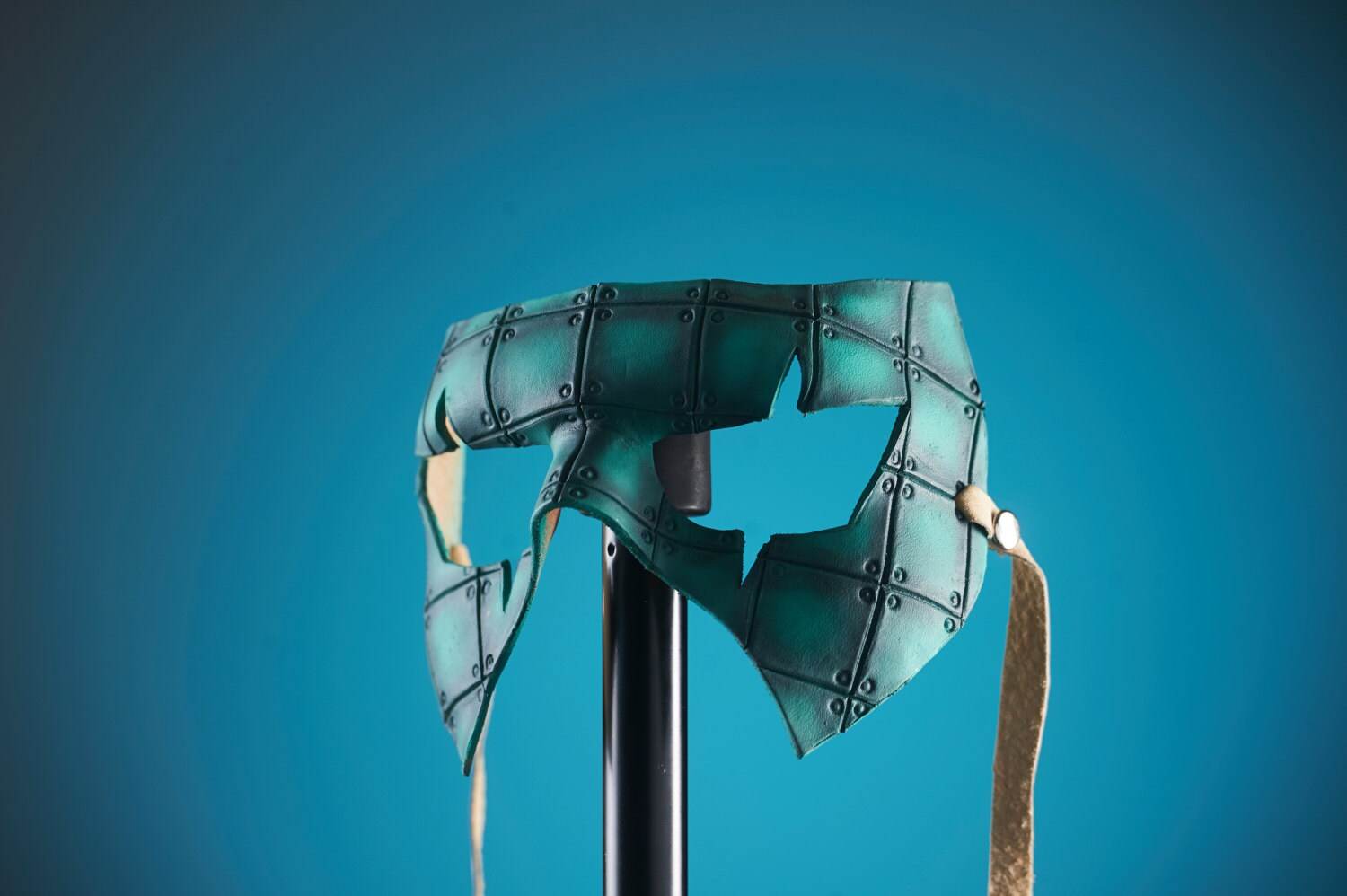 Handmade Genuine Leather Mask in Blue - 