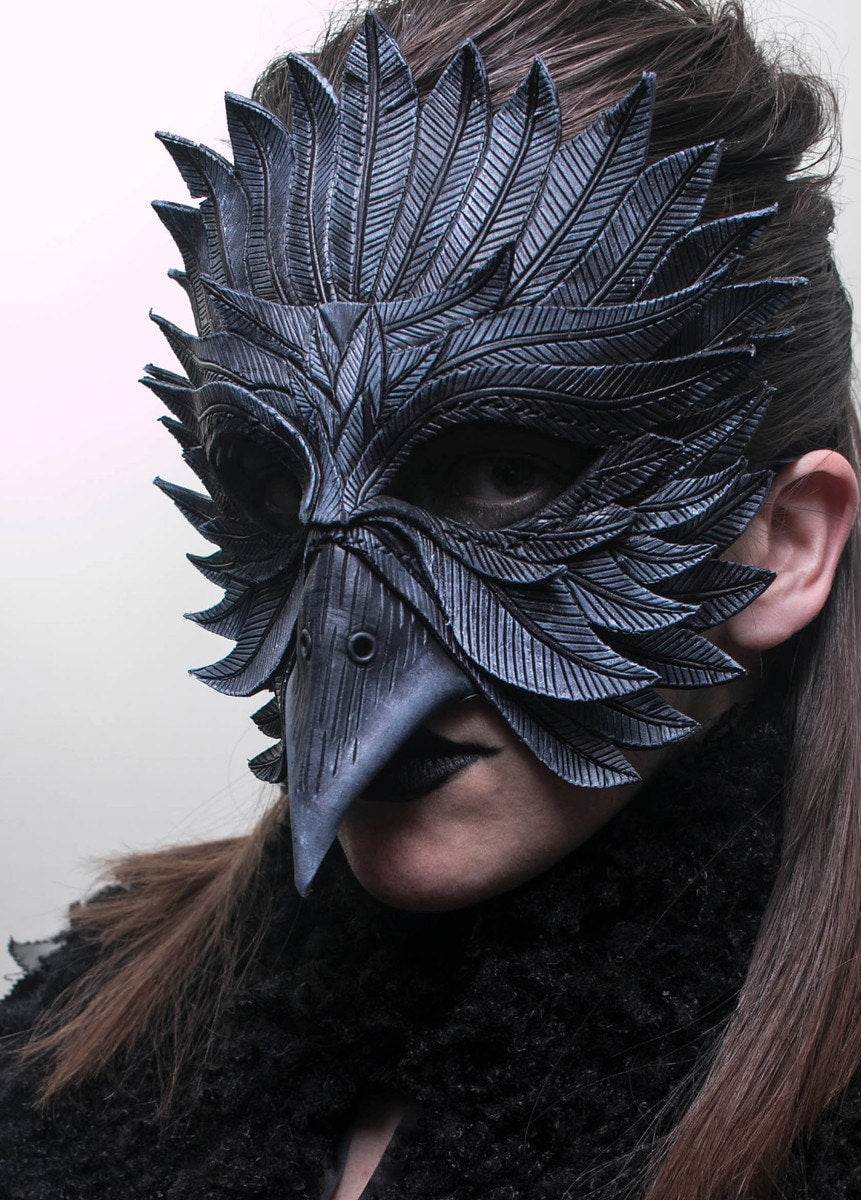 Black Raven Handmade Genuine Leather Mask - 