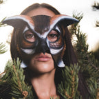 In Stock - Horned Owl Handmade Genuine Leather Mask - 