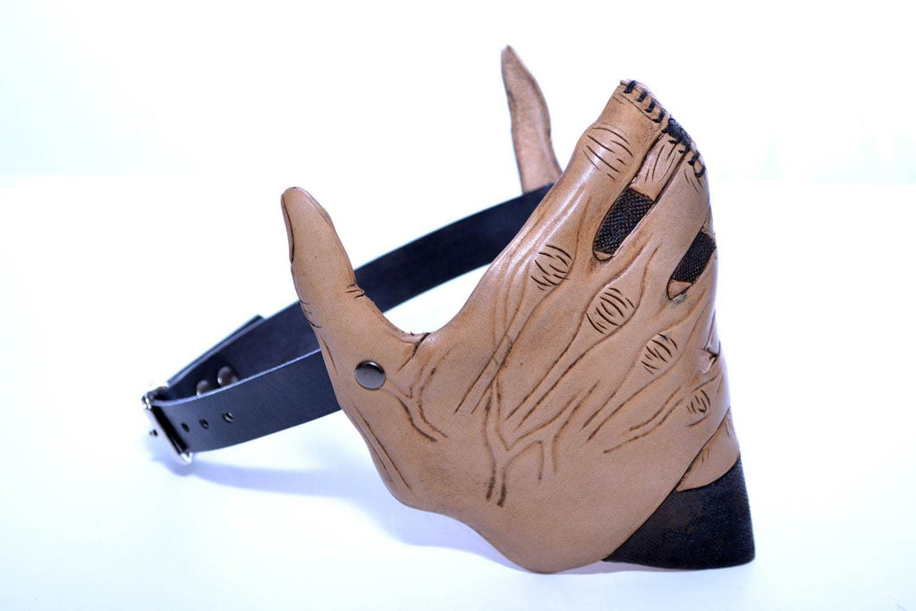 Speak No Evil - Men's Hands - One Size Fits All Handmade Genuine Leather Riding Mask - 