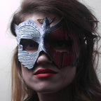 Angel Devil Handmade Genuine Leather Mask in Red and White for Masquerades Halloween or Cosplay- Good vs. Evil - 