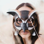 In Stock - Horned Owl Handmade Genuine Leather Mask - 