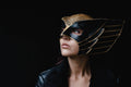 Winged Helmet Genuine Leather Mask - 