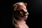 Geometric Grizzly Bear Leather Mask - 