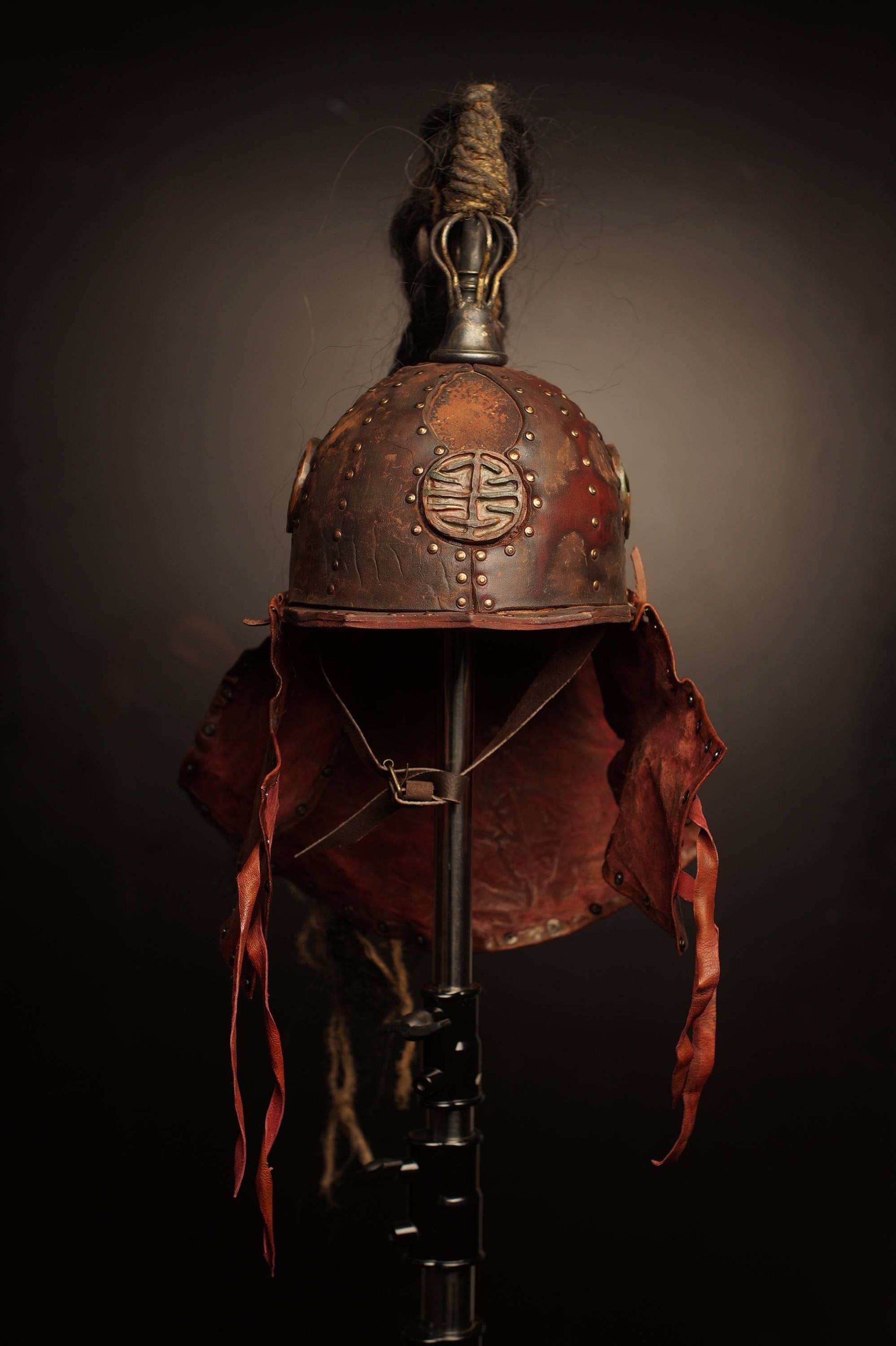 Medieval battle leather helmet - XS / Brown (as on foto)
