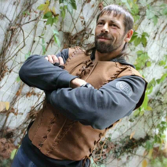 Medieval Larp leather vest - XS