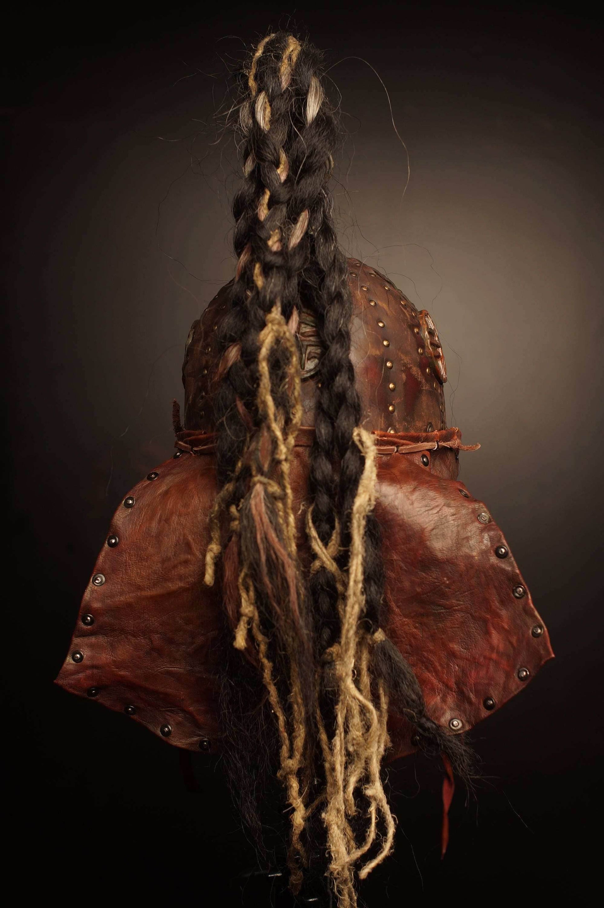 Medieval battle leather helmet - XS / Brown (as on foto)