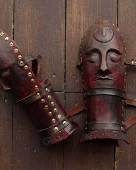 Medieval leather bracers for Larp - Red (like on foto) / Two bracers