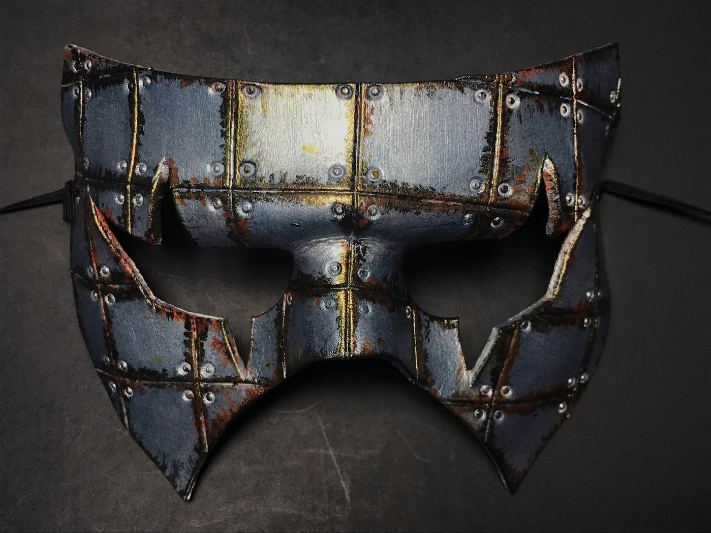 Handmade Genuine Leather Mask in Silver Rust - 