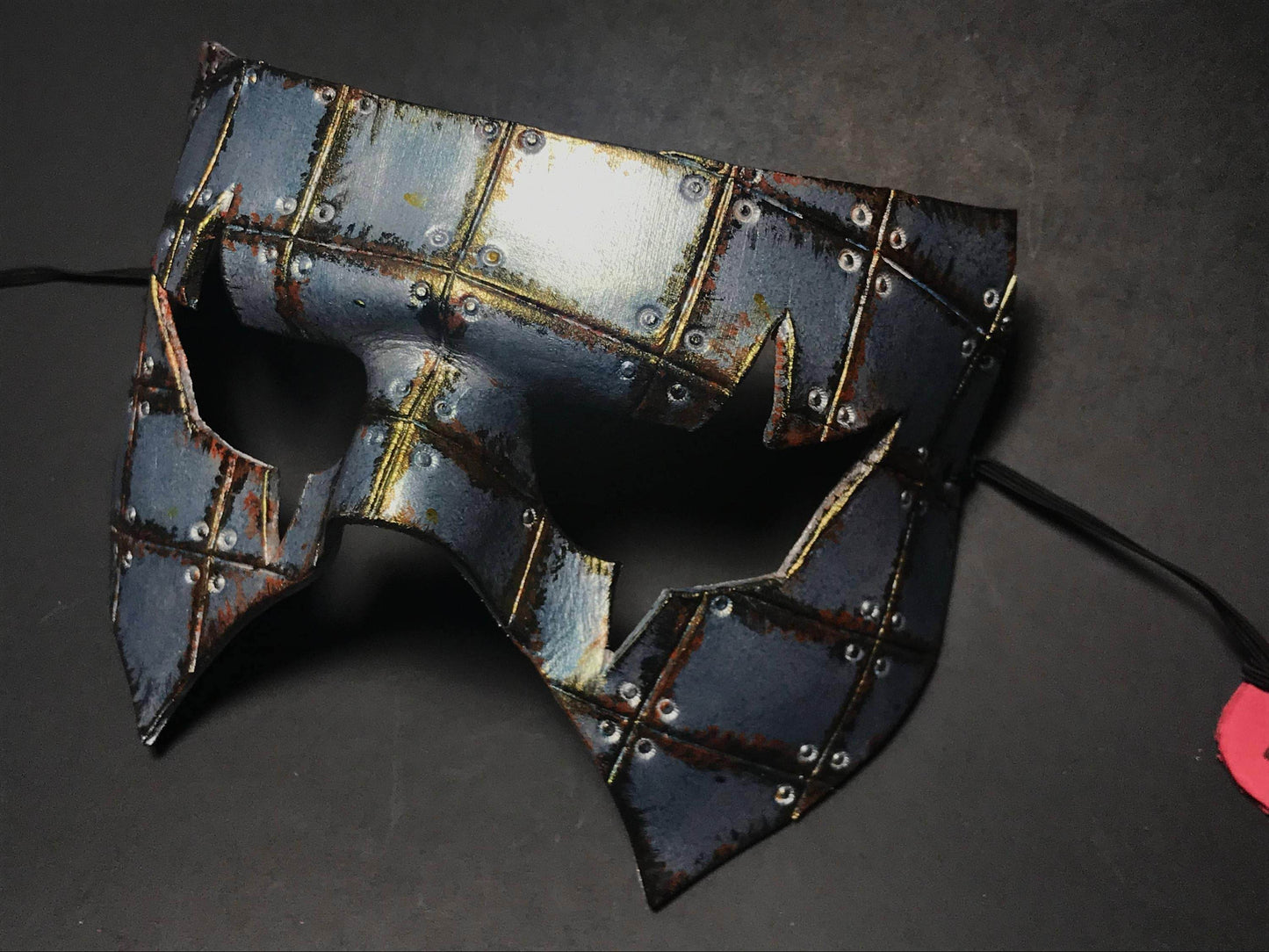 Handmade Genuine Leather Mask in Silver Rust - 