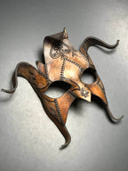 The Joker's Card- Joker Jester Handmade Genuine Leather Mask in Dyed Leather - 