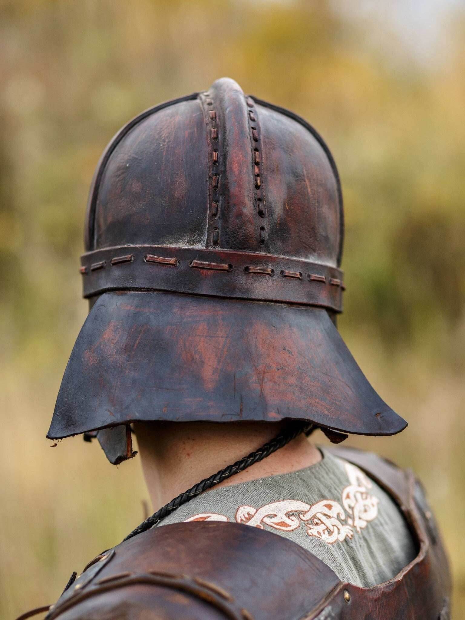 Viking vendel leather helmet - S / Brown (as on foto)