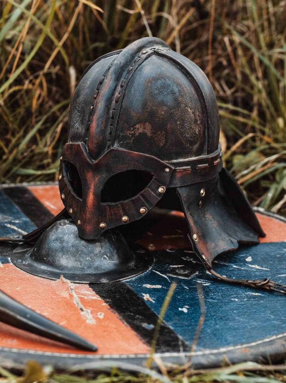 Viking vendel leather helmet - S / Brown (as on foto)