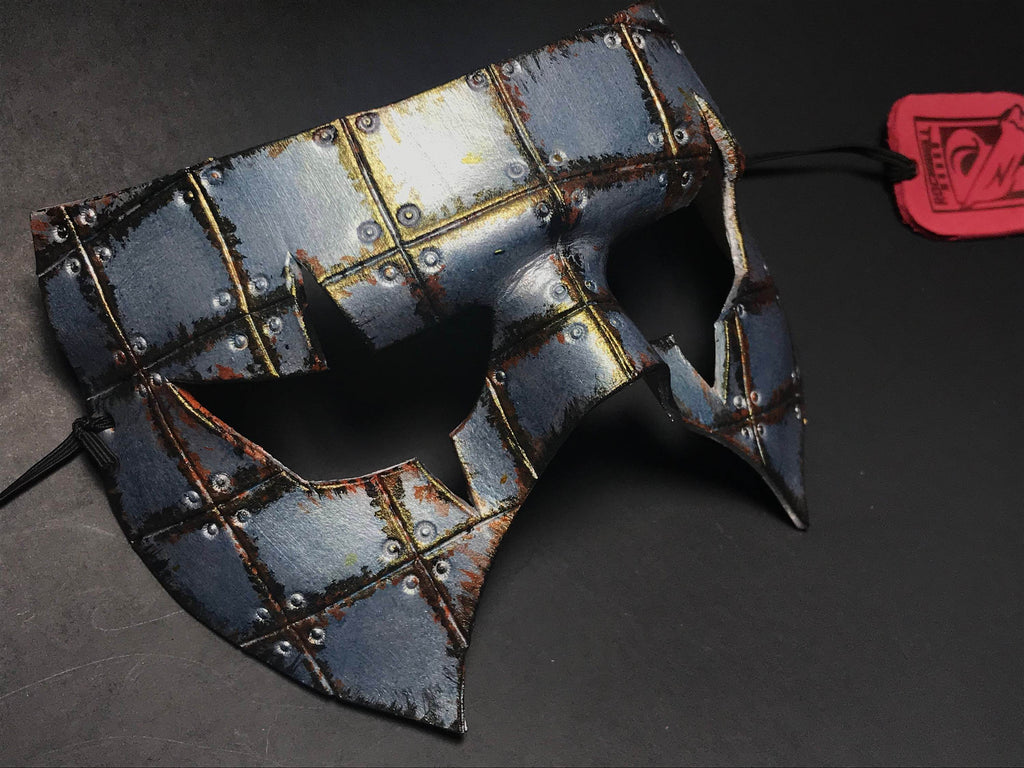 Handmade Genuine Leather Mask in Silver Rust - 