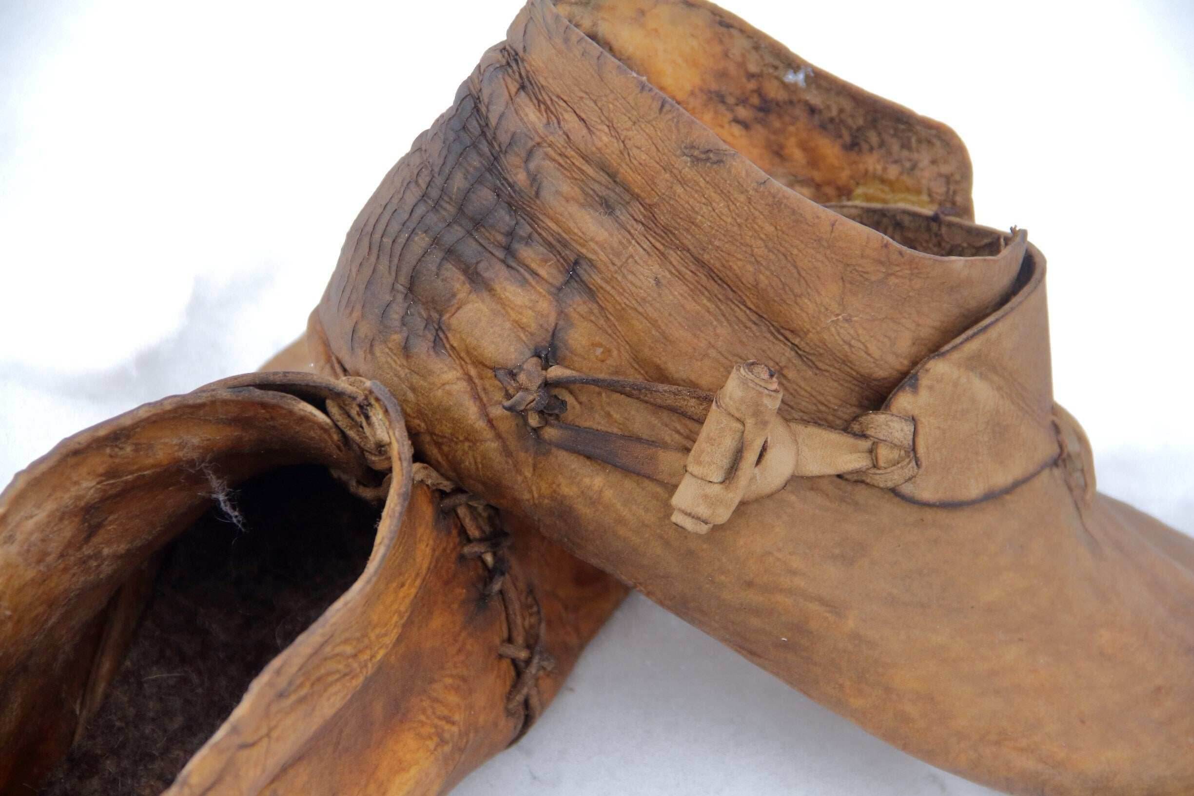 Medieval leather boots with soft sole - Beige (pictured) / 5