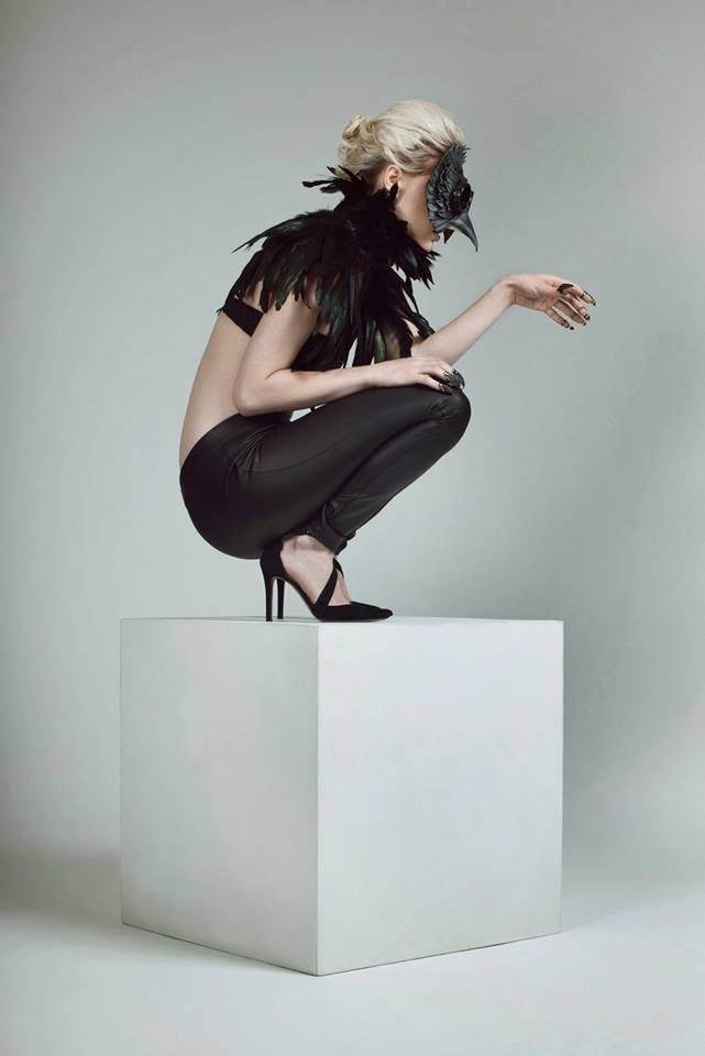 Black Raven Goggles Handmade Genuine Leather Mask - 