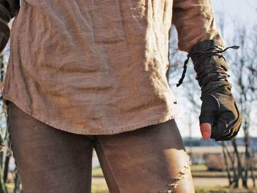 Battler leather gloves for LARP - one right-hand glove / Brown (as on photo)
