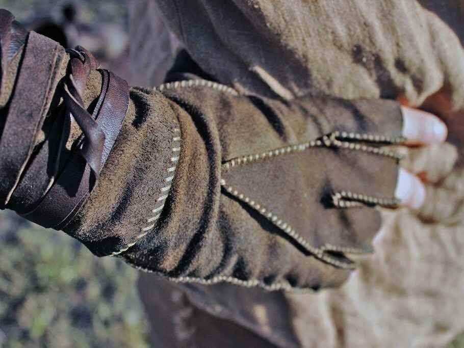 Battler leather gloves for LARP - one right-hand glove / Brown (as on photo)