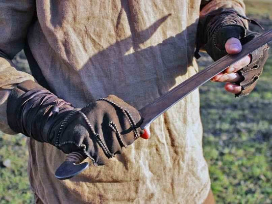 Battler leather gloves for LARP - one right-hand glove / Brown (as on photo)