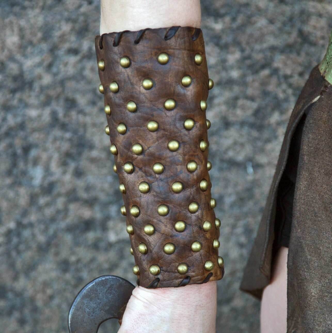 Medieval leather bracers for Larp - brown (as pictured)