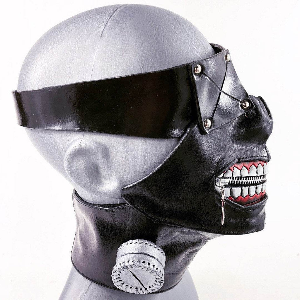 Handcrafted Genuine Leather Zipper Mouth Mask with Elastic Zipper Enclosure - 