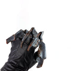 One Set of Two Handcrafted Genuine Leather Gloves with Claws in Rusted Metal Paint - 