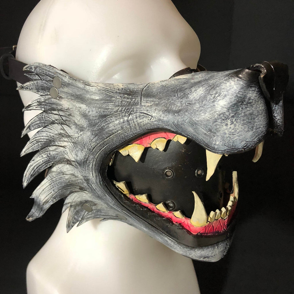 Mouth of the Lycan - Handmade Genuine Leather Riding Mouth Mask - 
