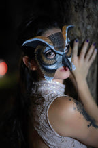 In Stock - Horned Owl Handmade Genuine Leather Mask - 