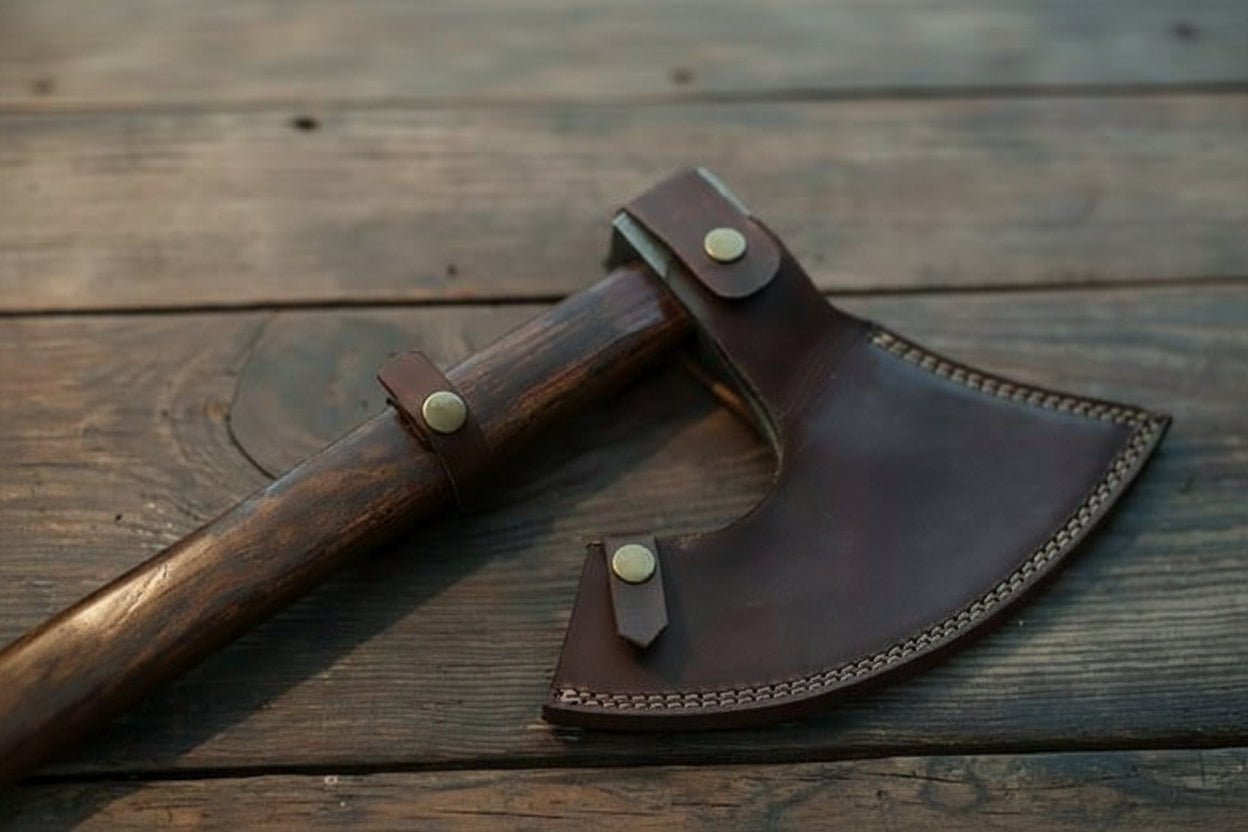 Handmade Damascus Steel Bearded Viking Axe with Hardwood Handle – Custom Forged Norse Camp Axe | JW SteelCrafts