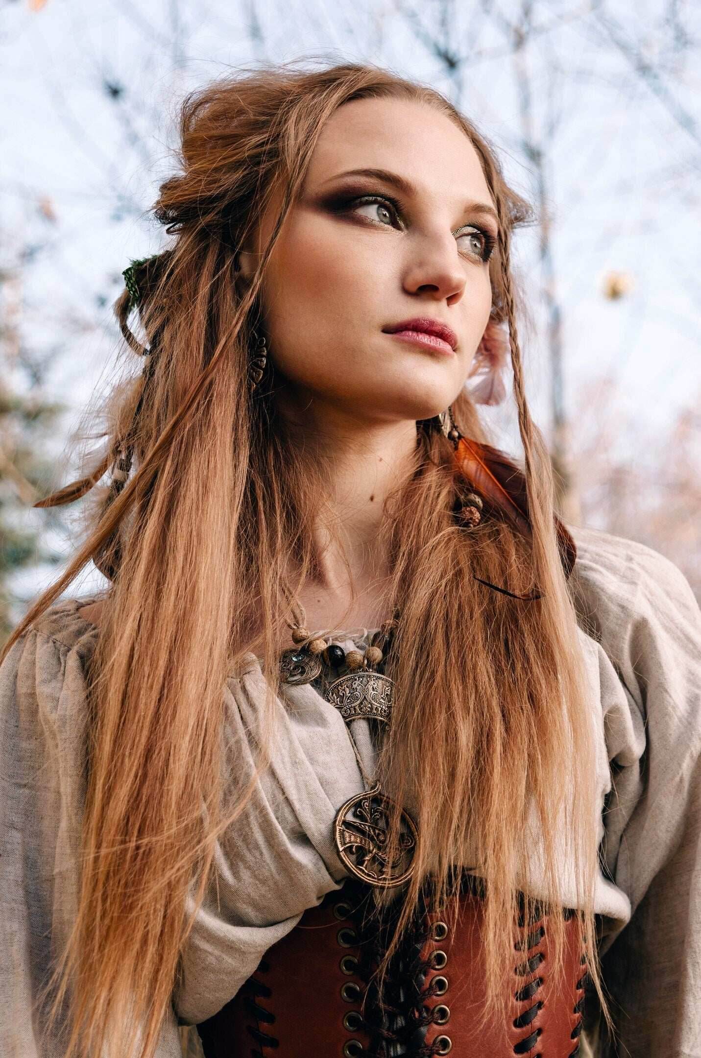 Leather brown corset belt “Forest witch” - XS / Brown (as on foto)