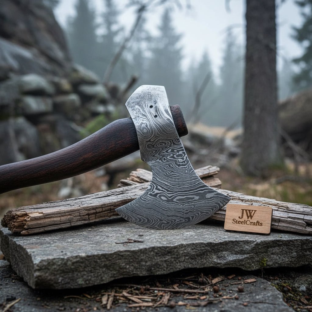 Hand Forged Damascus Steel Hatchet Hawks Tomahawk Axe Rose Wood DK-0062