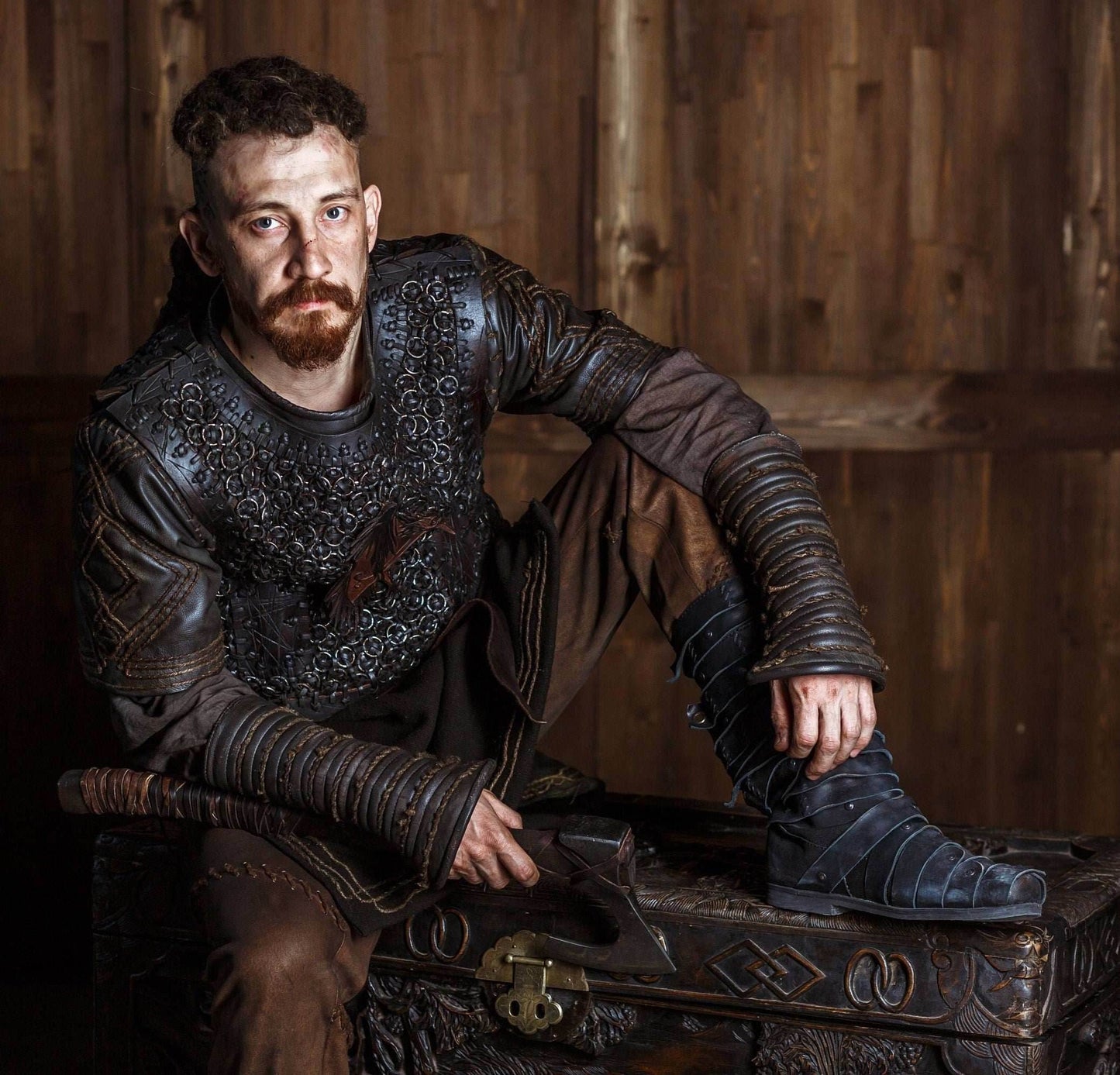 Ragnar black leather boots (Vikings) - Black / 5