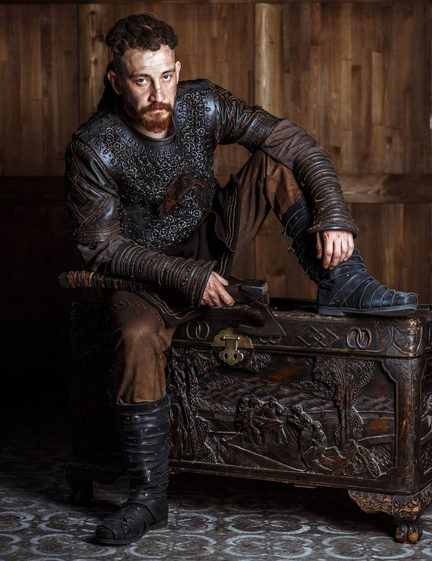 Ragnar black leather boots (Vikings) - Black / 5